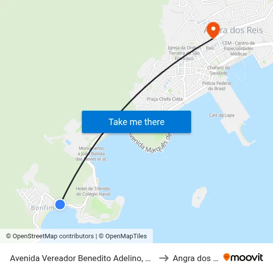 Avenida Vereador Benedito Adelino, 2758-3344 to Angra dos Reis map