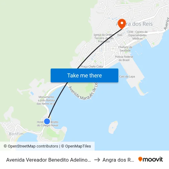 Avenida Vereador Benedito Adelino, 12 to Angra dos Reis map