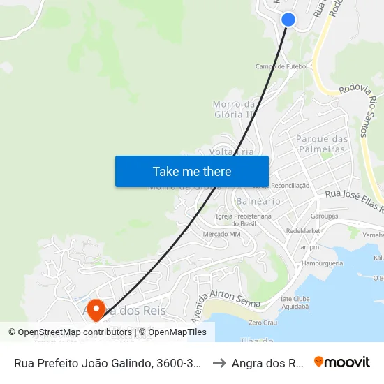 Rua Prefeito João Galindo, 3600-3838 to Angra dos Reis map