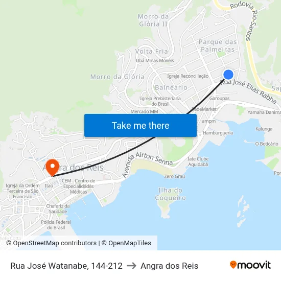 Rua José Watanabe, 144-212 to Angra dos Reis map