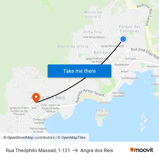 Rua Theóphilo Massad, 1-121 to Angra dos Reis map