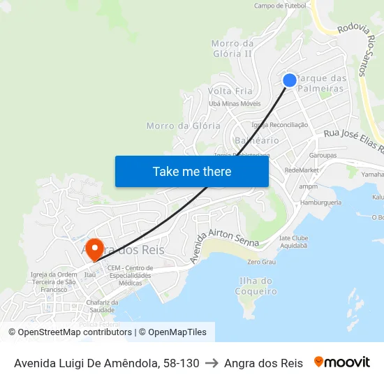 Avenida Luigi De Amêndola, 58-130 to Angra dos Reis map
