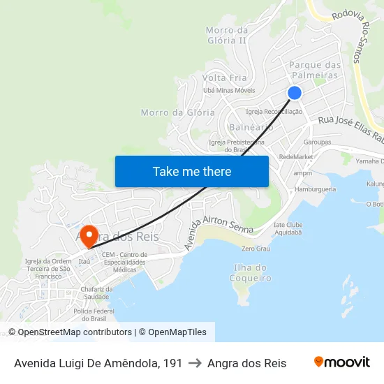 Avenida Luigi De Amêndola, 191 to Angra dos Reis map