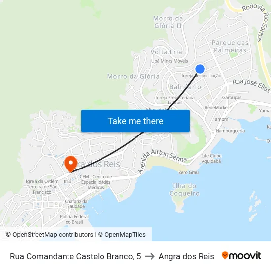 Rua Comandante Castelo Branco, 5 to Angra dos Reis map