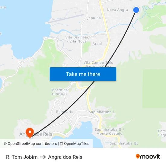 R. Tom Jobim to Angra dos Reis map