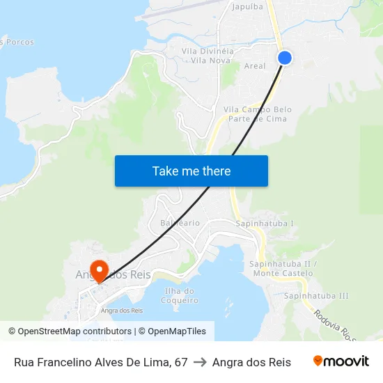 Rua Francelino Alves De Lima, 67 to Angra dos Reis map