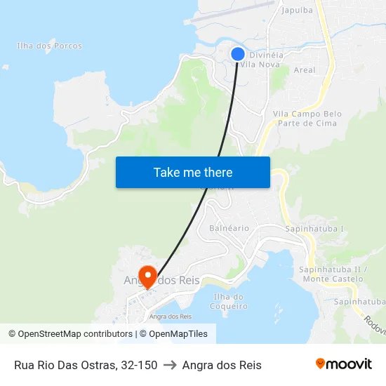 Rua Rio Das Ostras, 32-150 to Angra dos Reis map