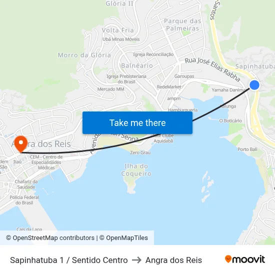 Sapinhatuba 1 / Sentido Centro to Angra dos Reis map
