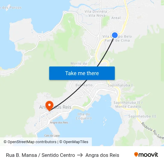 Rua B. Mansa / Sentido Centro to Angra dos Reis map