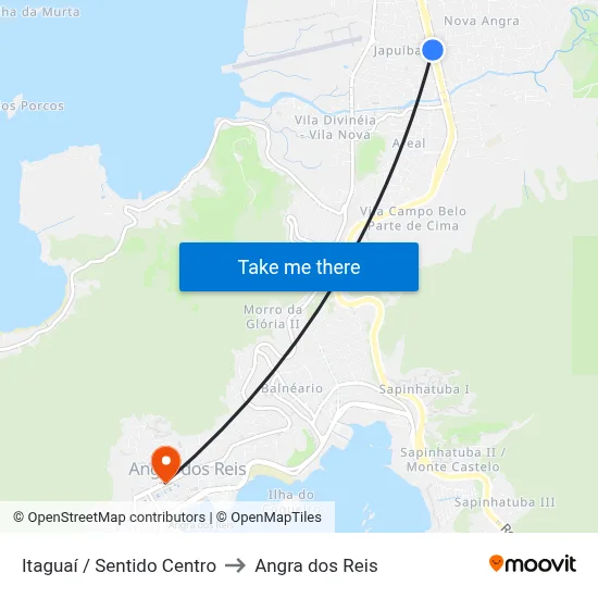 Itaguaí / Sentido Centro to Angra dos Reis map