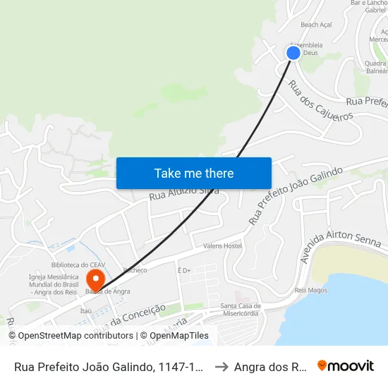 Rua Prefeito João Galindo, 1147-1267 to Angra dos Reis map