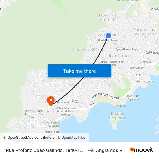 Rua Prefeito João Galindo, 1840-1854 to Angra dos Reis map