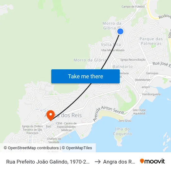 Rua Prefeito João Galindo, 1970-2222 to Angra dos Reis map