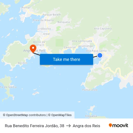 Rua Benedito Ferreira Jordão, 38 to Angra dos Reis map