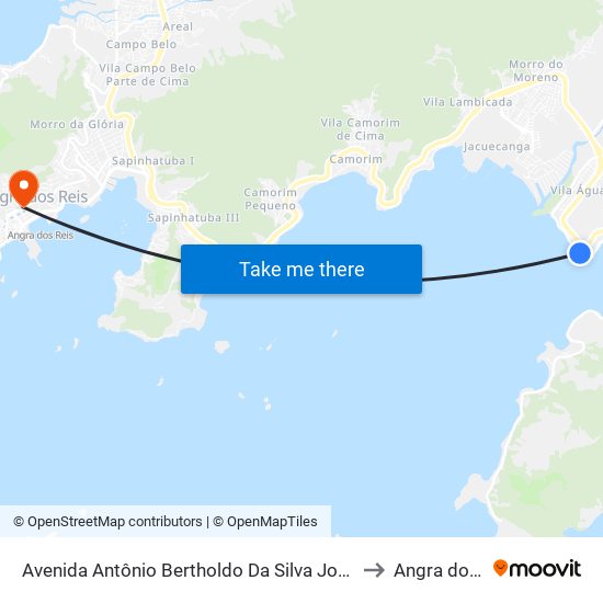 Avenida Antônio Bertholdo Da Silva Jordão, 5298-6254 to Angra dos Reis map