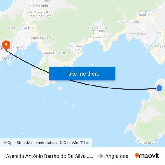 Avenida Antônio Bertholdo Da Silva Jordão, 1401 to Angra dos Reis map