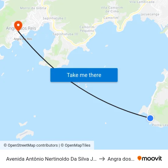 Avenida Antônio Nertinoldo Da Silva Jordão, 8246 to Angra dos Reis map
