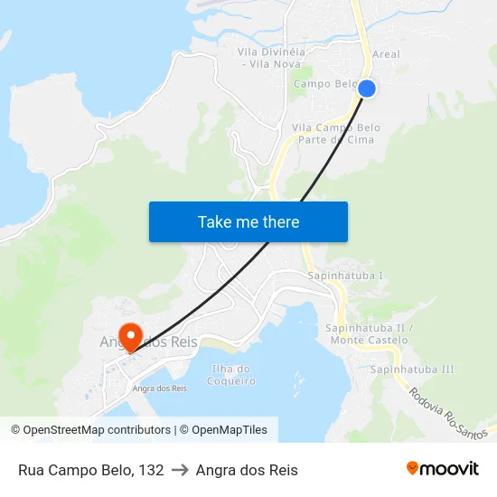 Rua Campo Belo, 132 to Angra dos Reis map