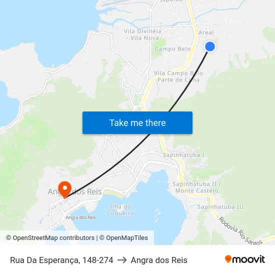 Rua Da Esperança, 148-274 to Angra dos Reis map