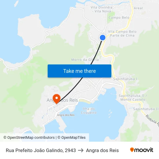 Rua Prefeito João Galindo, 2943 to Angra dos Reis map