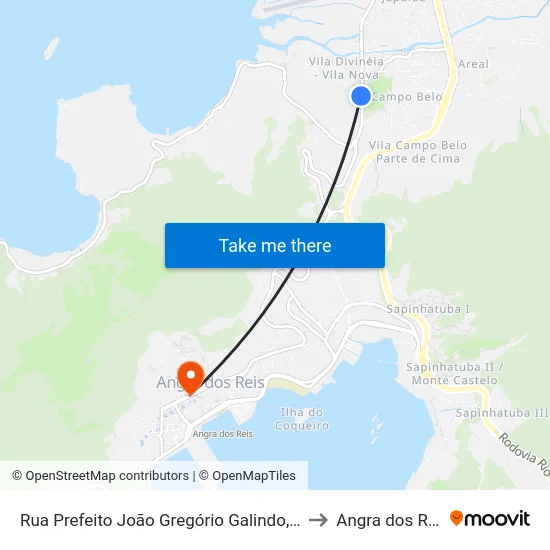 Rua Prefeito João Gregório Galindo, 114 to Angra dos Reis map