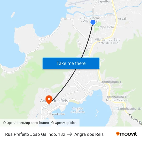 Rua Prefeito João Galindo, 182 to Angra dos Reis map