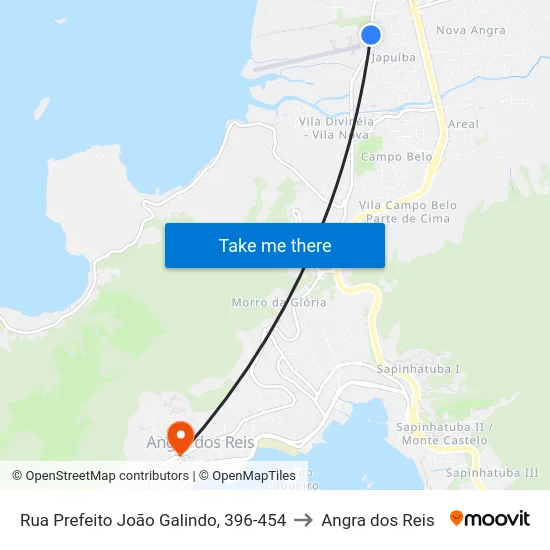 Rua Prefeito João Galindo, 396-454 to Angra dos Reis map