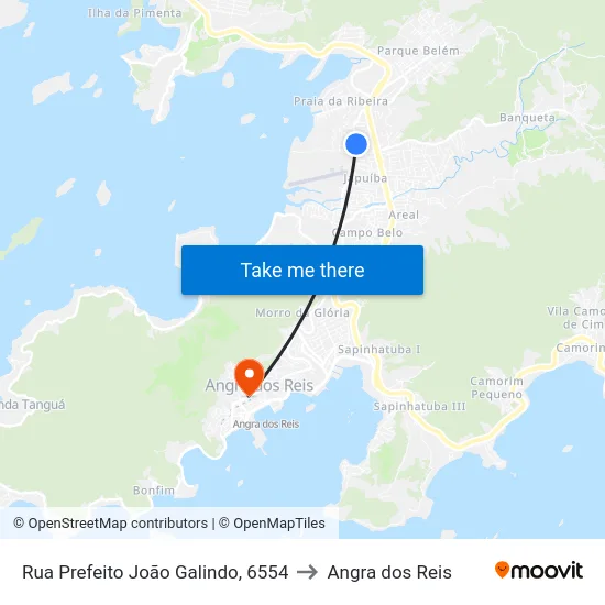 Rua Prefeito João Galindo, 6554 to Angra dos Reis map