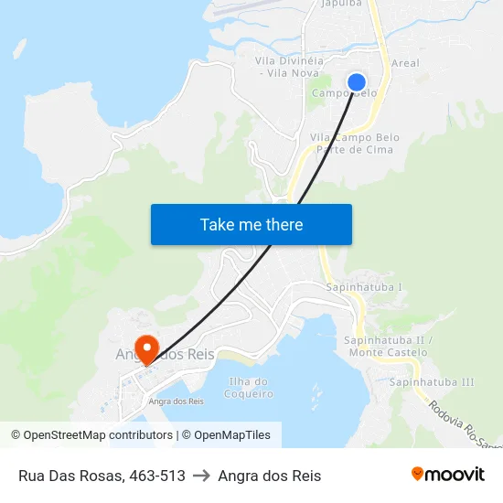Rua Das Rosas, 463-513 to Angra dos Reis map
