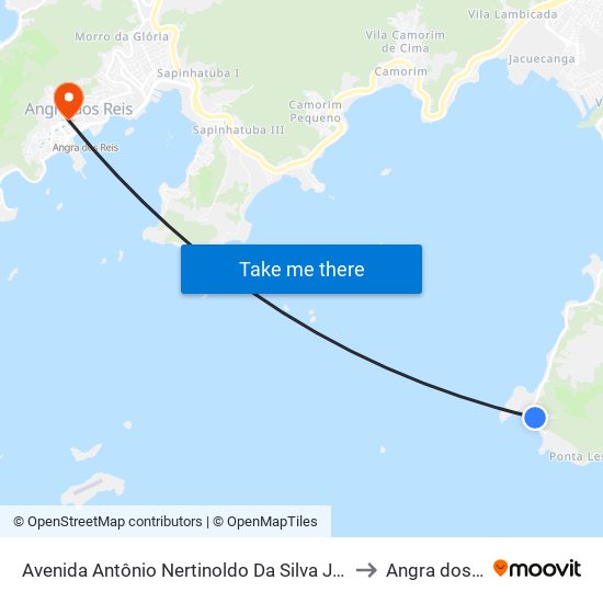 Avenida Antônio Nertinoldo Da Silva Jordão, 8246 to Angra dos Reis map