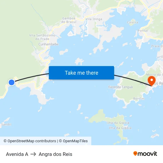Avenida A to Angra dos Reis map
