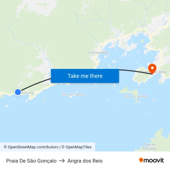 Praia De São Gonçalo to Angra dos Reis map