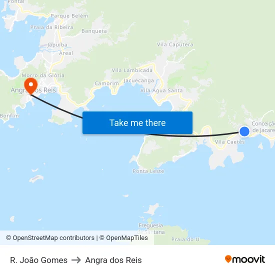 R. João Gomes to Angra dos Reis map