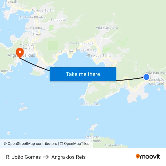 R. João Gomes to Angra dos Reis map