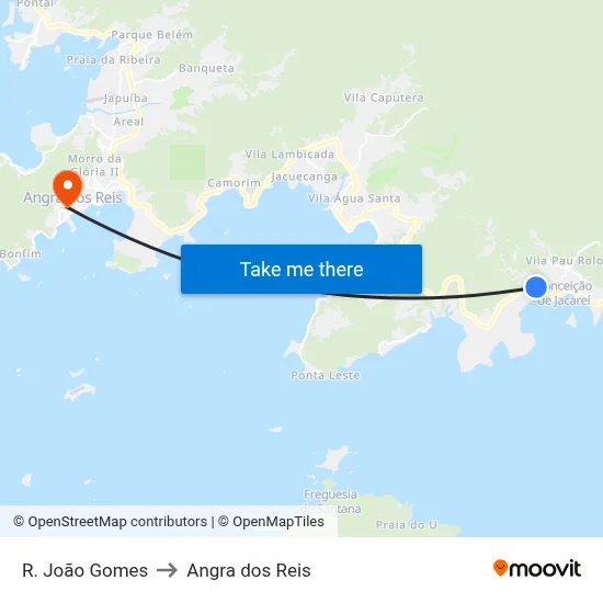 R. João Gomes to Angra dos Reis map
