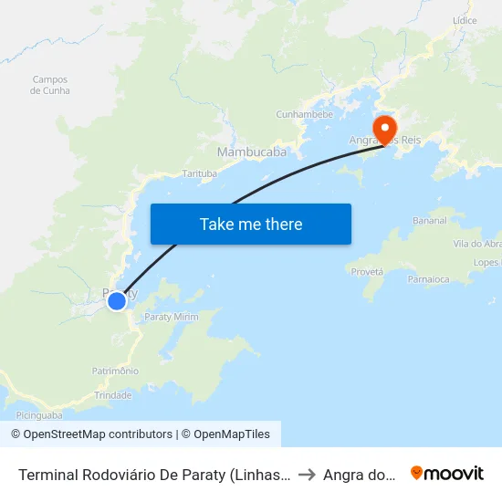 Terminal Rodoviário De Paraty (Linhas Rodoviárias) to Angra dos Reis map