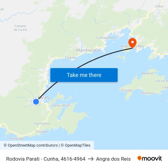 Rodovia Parati - Cunha, 4616-4964 to Angra dos Reis map
