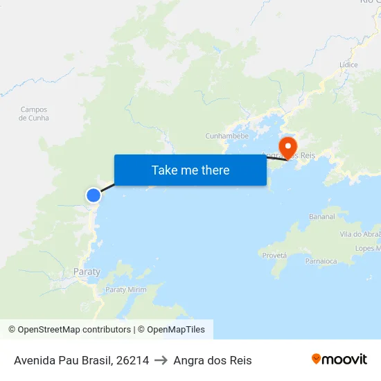 Avenida Pau Brasil, 26214 to Angra dos Reis map