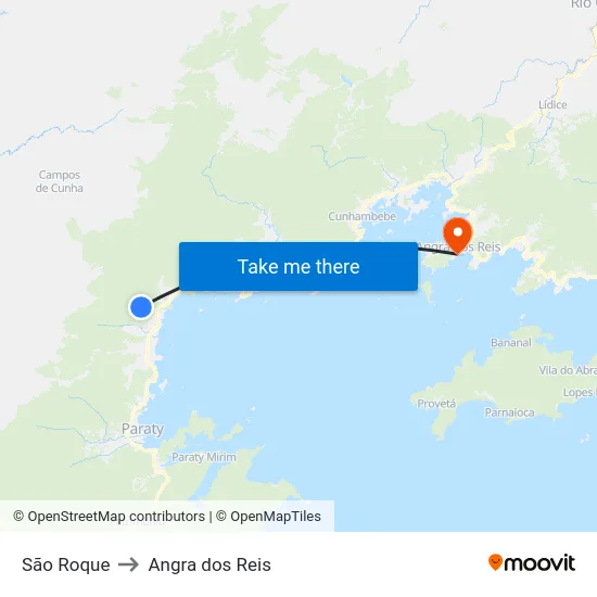 São Roque to Angra dos Reis map