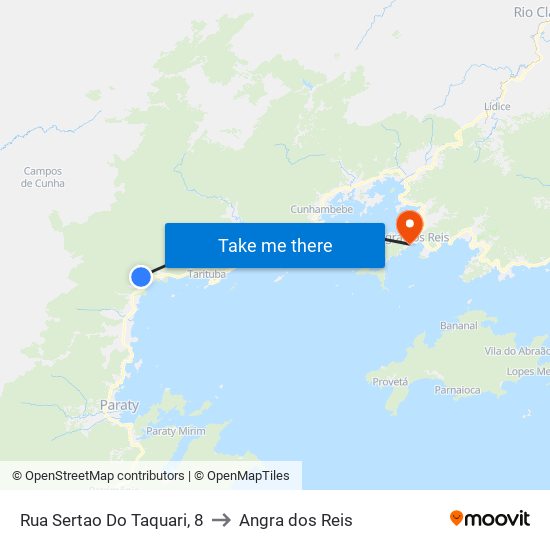 Rua Sertao Do Taquari, 8 to Angra dos Reis map
