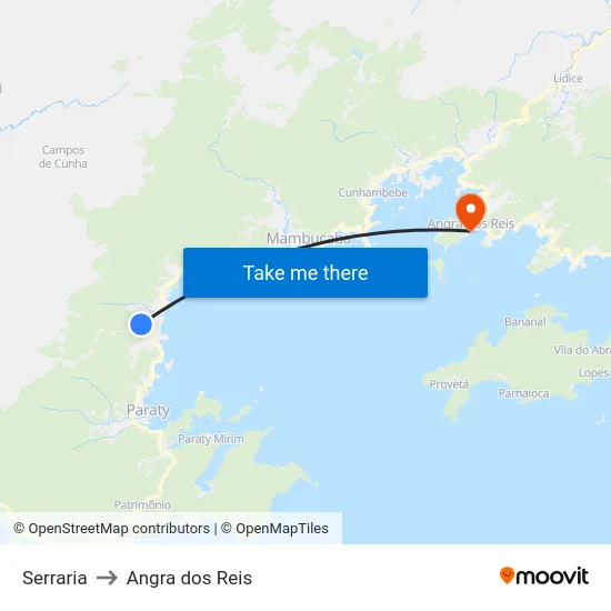 Serraria to Angra dos Reis map