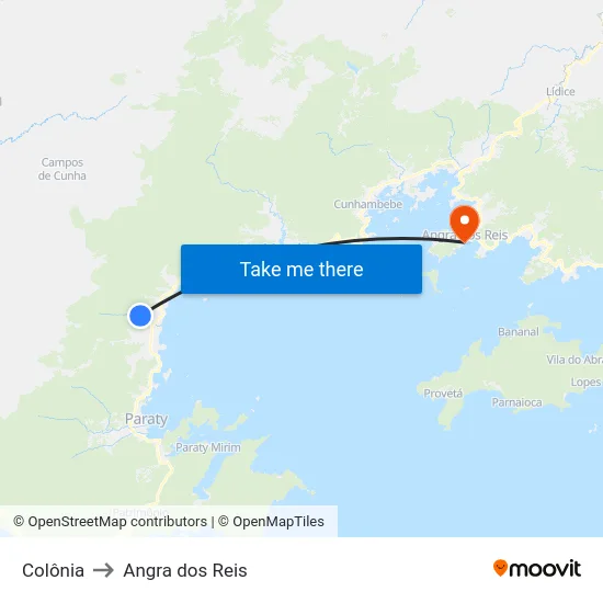 Colônia to Angra dos Reis map