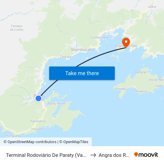 Terminal Rodoviário De Paraty (Vans) to Angra dos Reis map