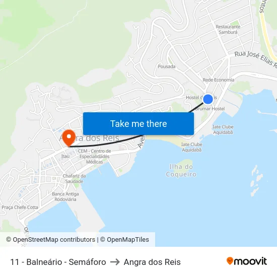 11 - Balneário - Semáforo to Angra dos Reis map