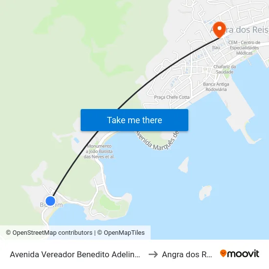 Avenida Vereador Benedito Adelino, 8 to Angra dos Reis map