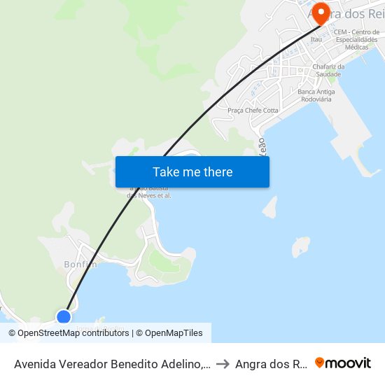 Avenida Vereador Benedito Adelino, 961 to Angra dos Reis map