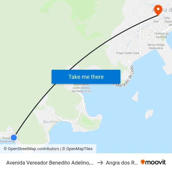 Avenida Vereador Benedito Adelino, 1761 to Angra dos Reis map