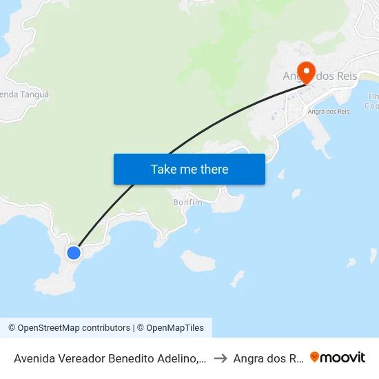 Avenida Vereador Benedito Adelino, 3333 to Angra dos Reis map