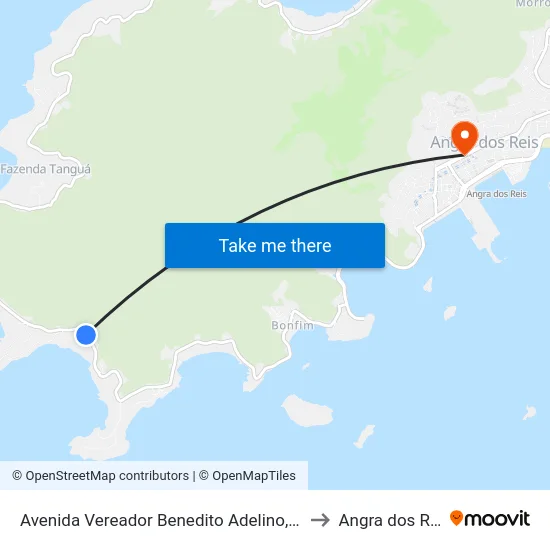 Avenida Vereador Benedito Adelino, 5425 to Angra dos Reis map