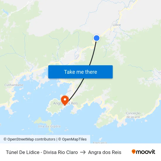 Túnel De Lídice - Divisa Rio Claro to Angra dos Reis map